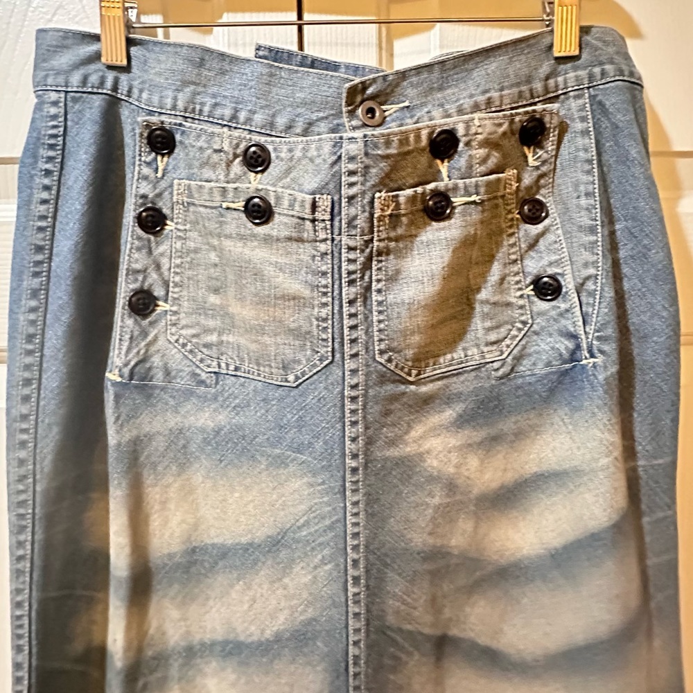 Rare Ralph Lauren Sailor Style Buttons Lace Up Tie Denim Cotton Skirt Size 12 - Picture 3 of 14